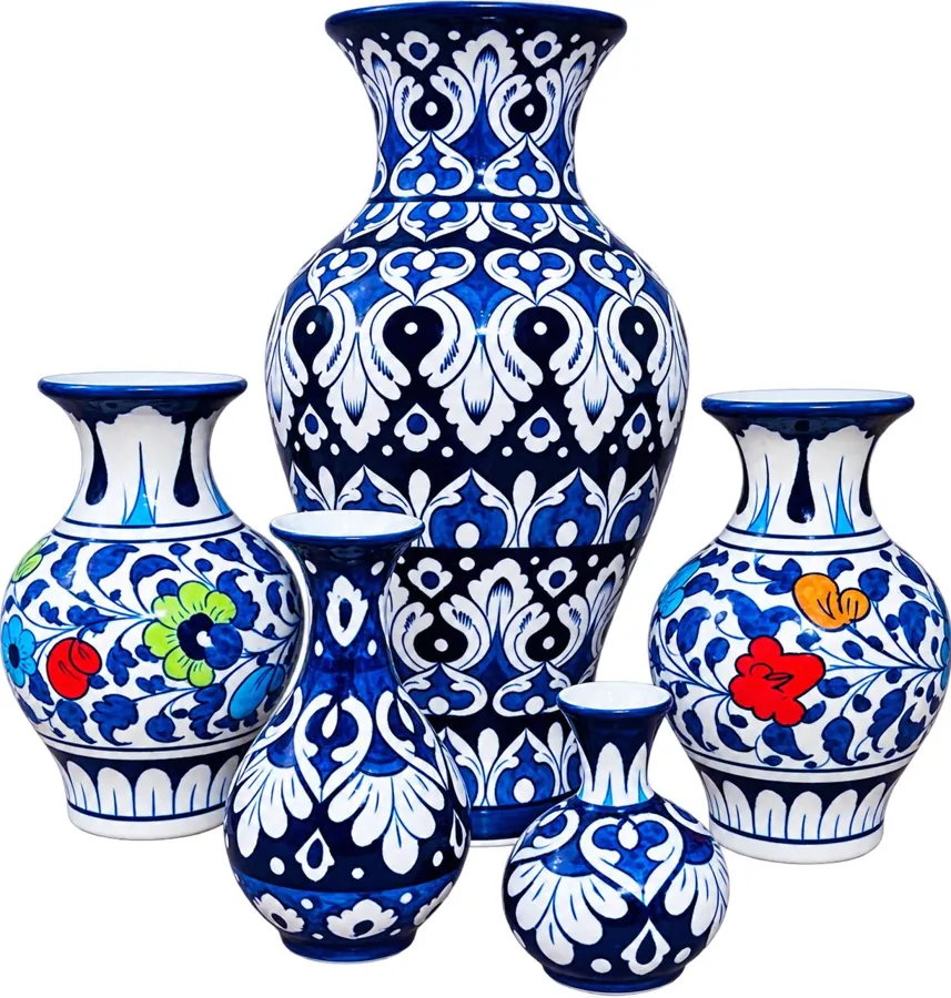 Blue Pottery Vase Set